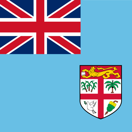 Flag of Fiji with a coat of arms on a blue background